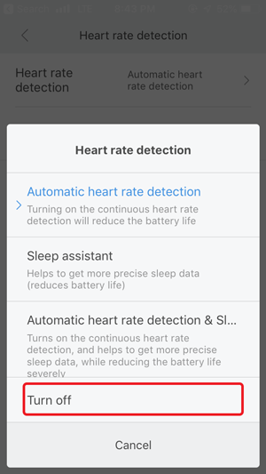 disable auto heart rate monitor- 