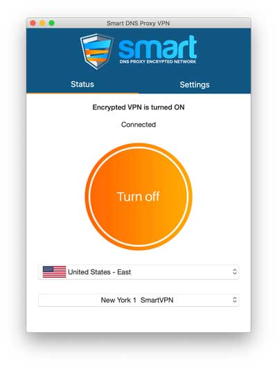 VPN app connecting to a US server