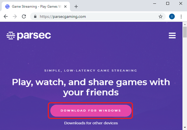 How to Play PC Games on your Android- parsec download window