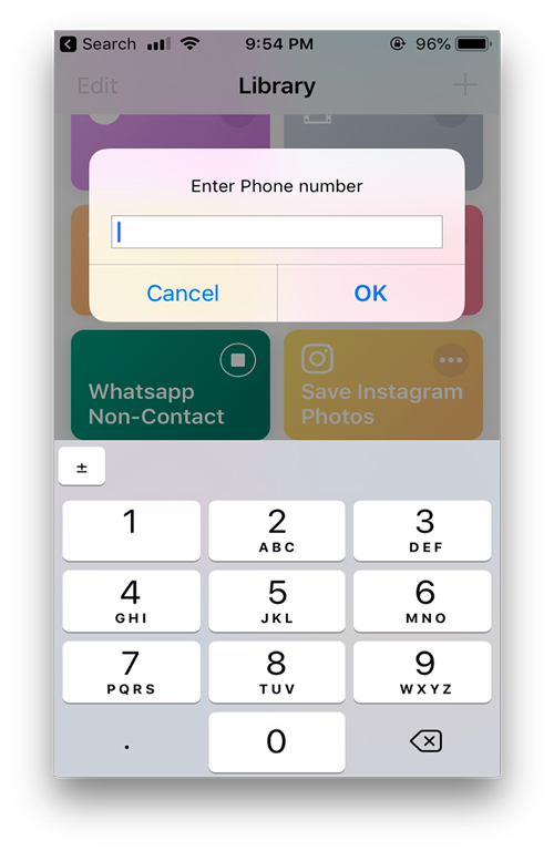 Whatsapp Non Contact- Useful shortcuts for apple's shortcut app